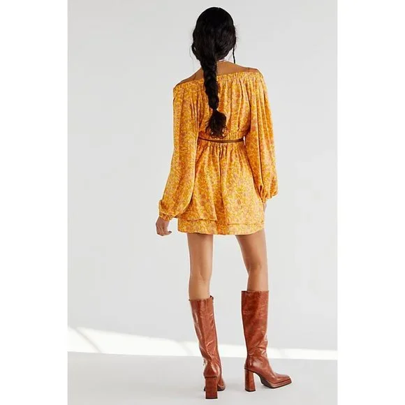 Free People Yellow Floral Mini Dress - Picture 3 of 9